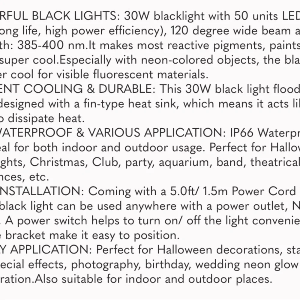 2 Pack 30W LED Black Lights, Blacklight Flood Light with Plug, IP66 Waterproof